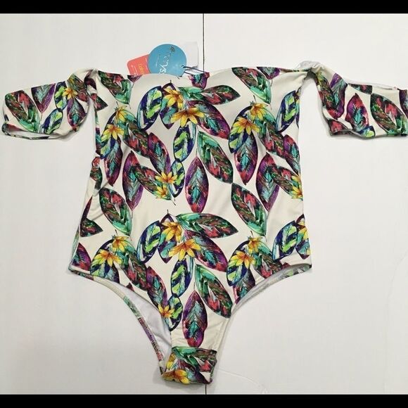 Maryssil Beach leaf swimsuit with sleeve. NWT - Picture 5 of 7